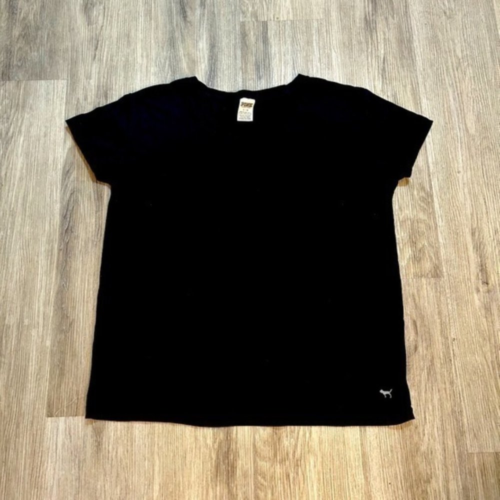 PINK short sleeve black tee shirt EEUC